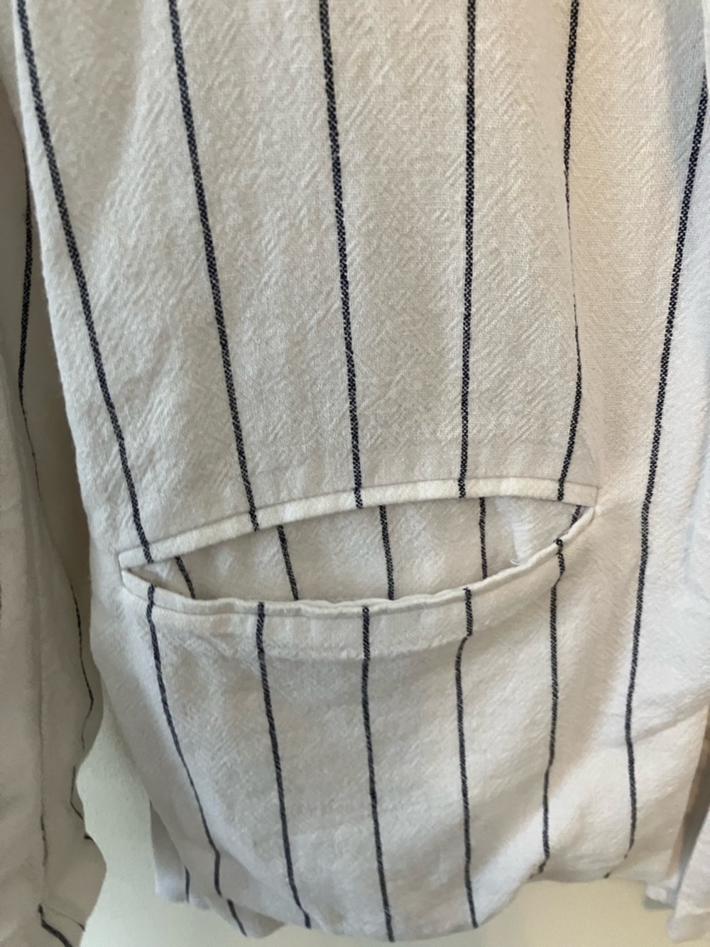 Abercrombie & Fitch Linen Blend Open Blazer Women S White Stripe Preppy Nautical - Picture 3 of 5